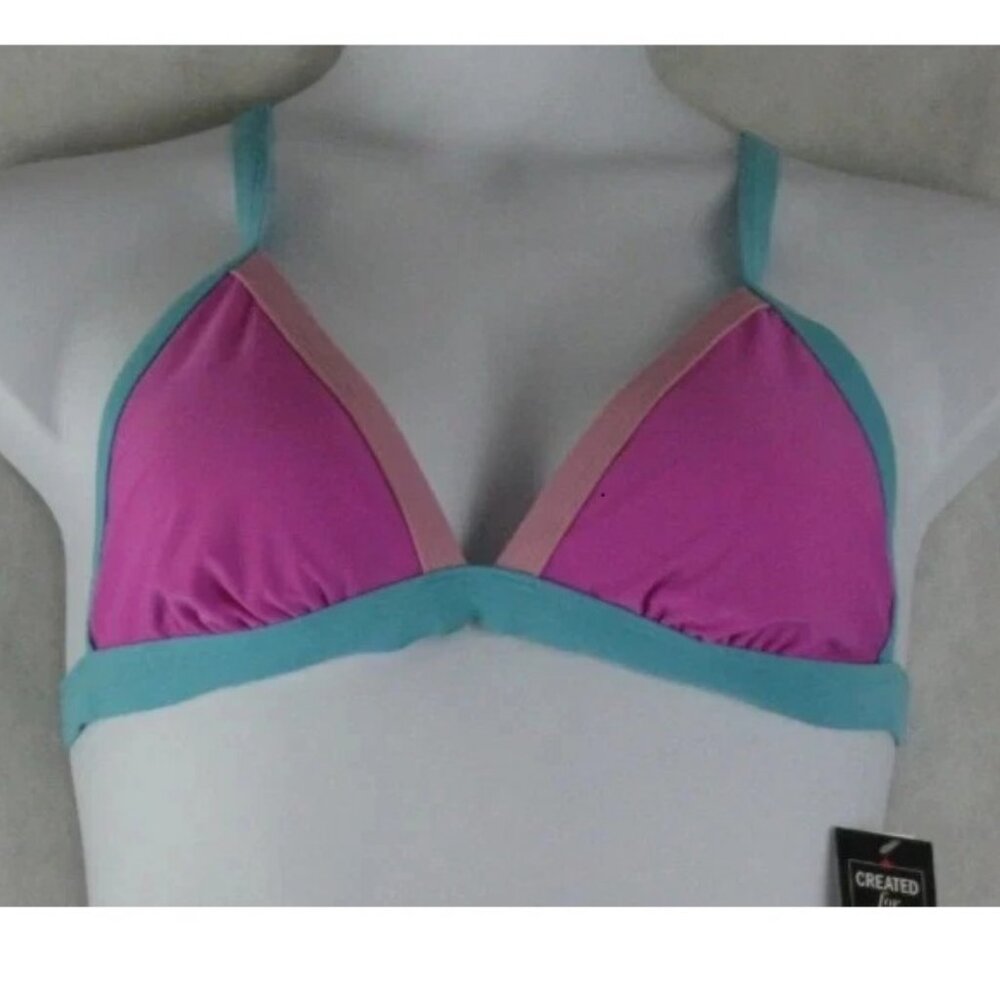 NWT Salt + Cove Juniors Triangle Bikini Top Swimsuit, Orchid Purple Multi